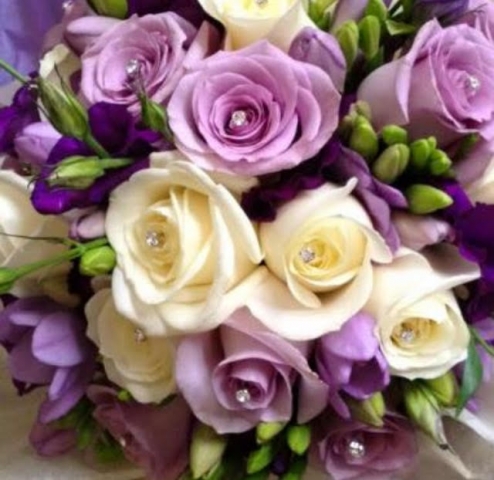 Lilac purple & cream bridal flowers flair with flowers