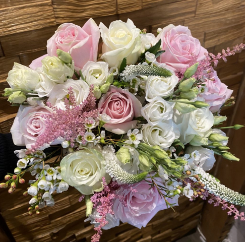 vintage pink & white bridal bouquet