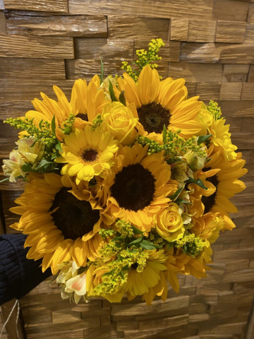 Sunflowers & solidaster & gerbera bouquet