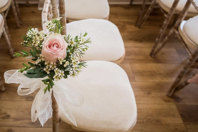 Bordesley Park wedding chair flowers