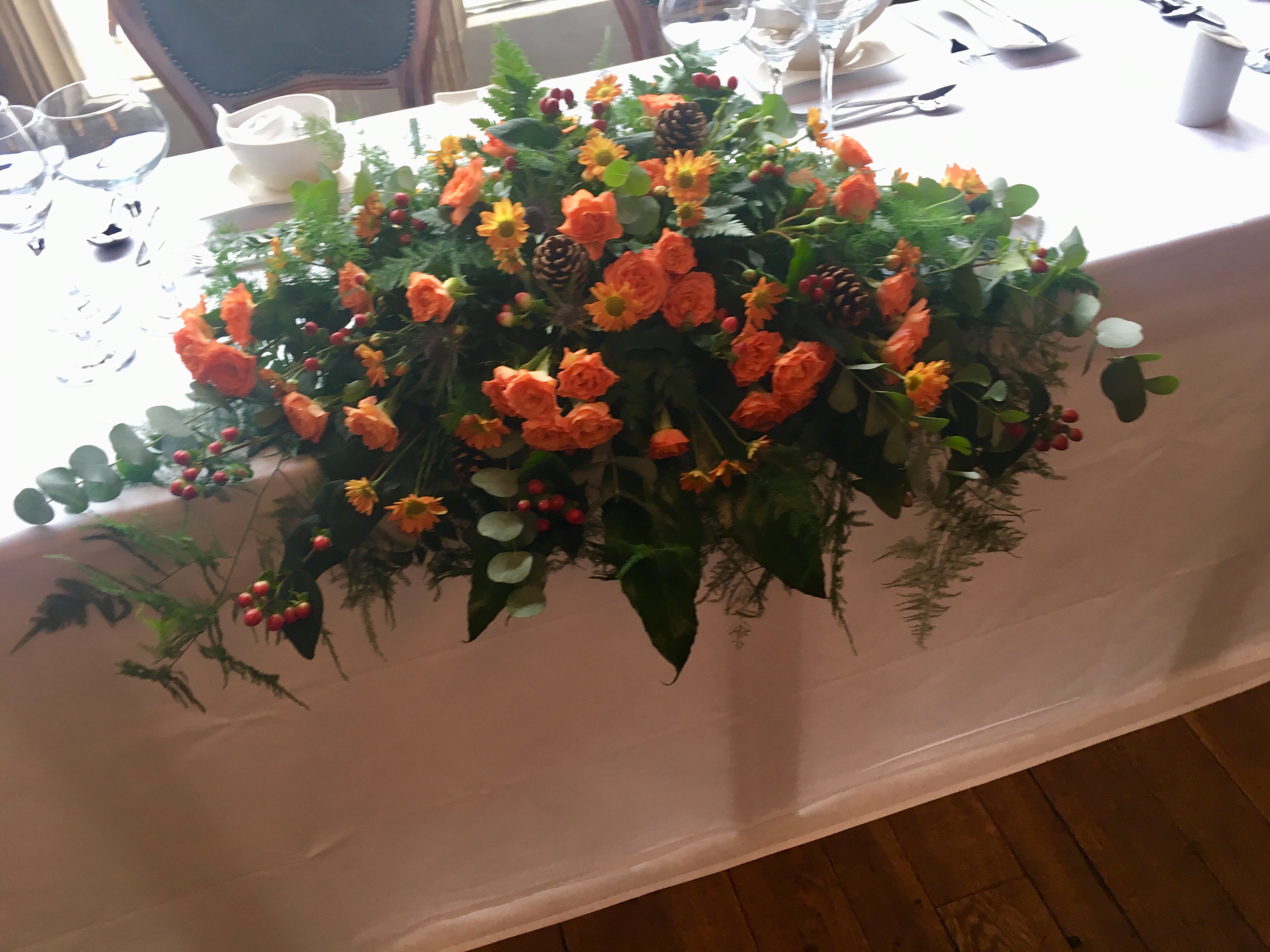 Top table arrangement autumn flowers