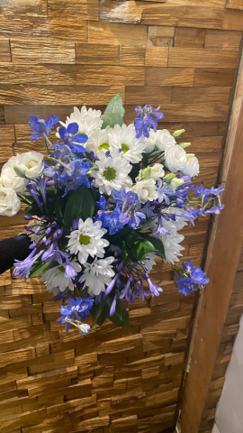 Flower garden blues & whites bridal bouquet