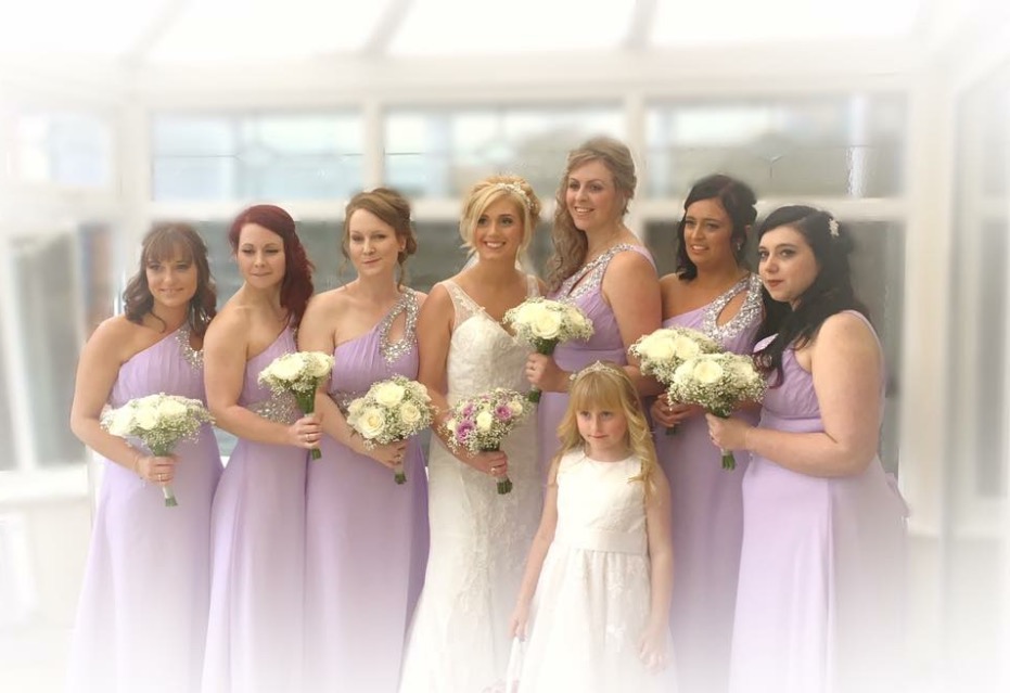 bridal bouquet and bridesmaids flowers