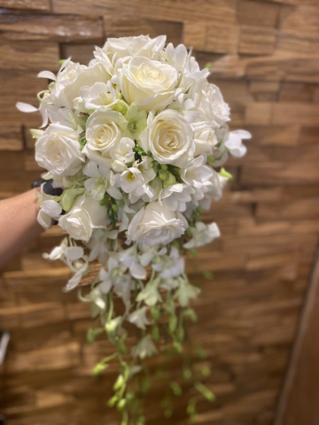 shower bouquet roses and orchids