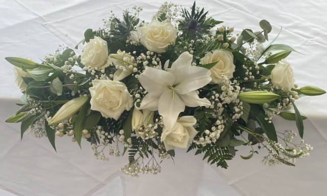 White flowers civil arrangement