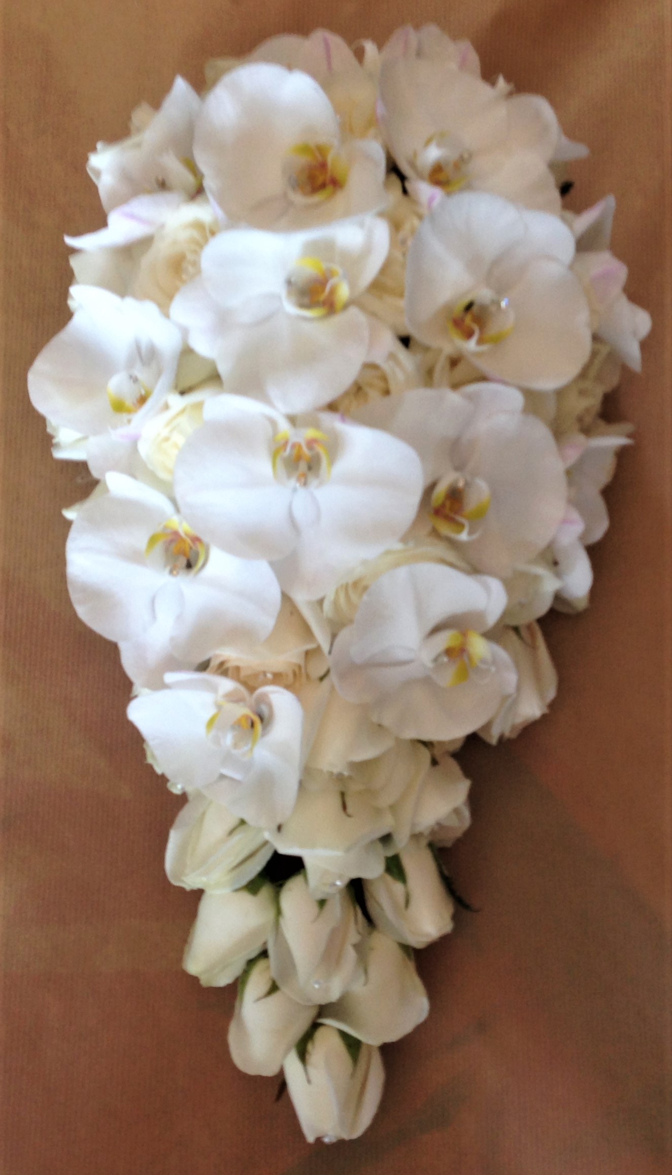 ivory roses with phalaenopsis orchids shower bouquet flair with flowers florist in studley