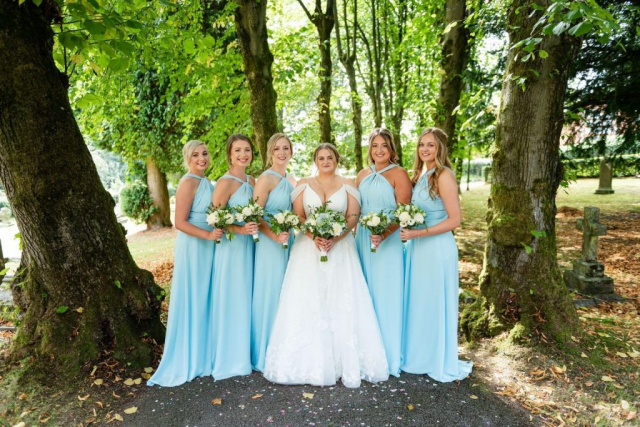 Pale Blue bridal & bridesmaid bouquets