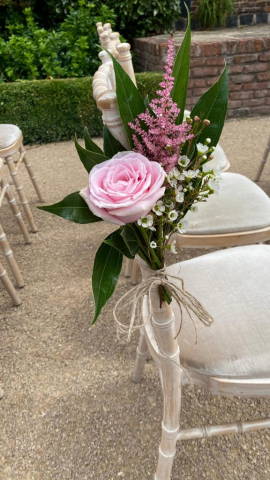 Pink Rose & Astilbe chair flowers