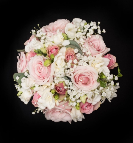 pastel pinks &  whites hand tied bridal flowers