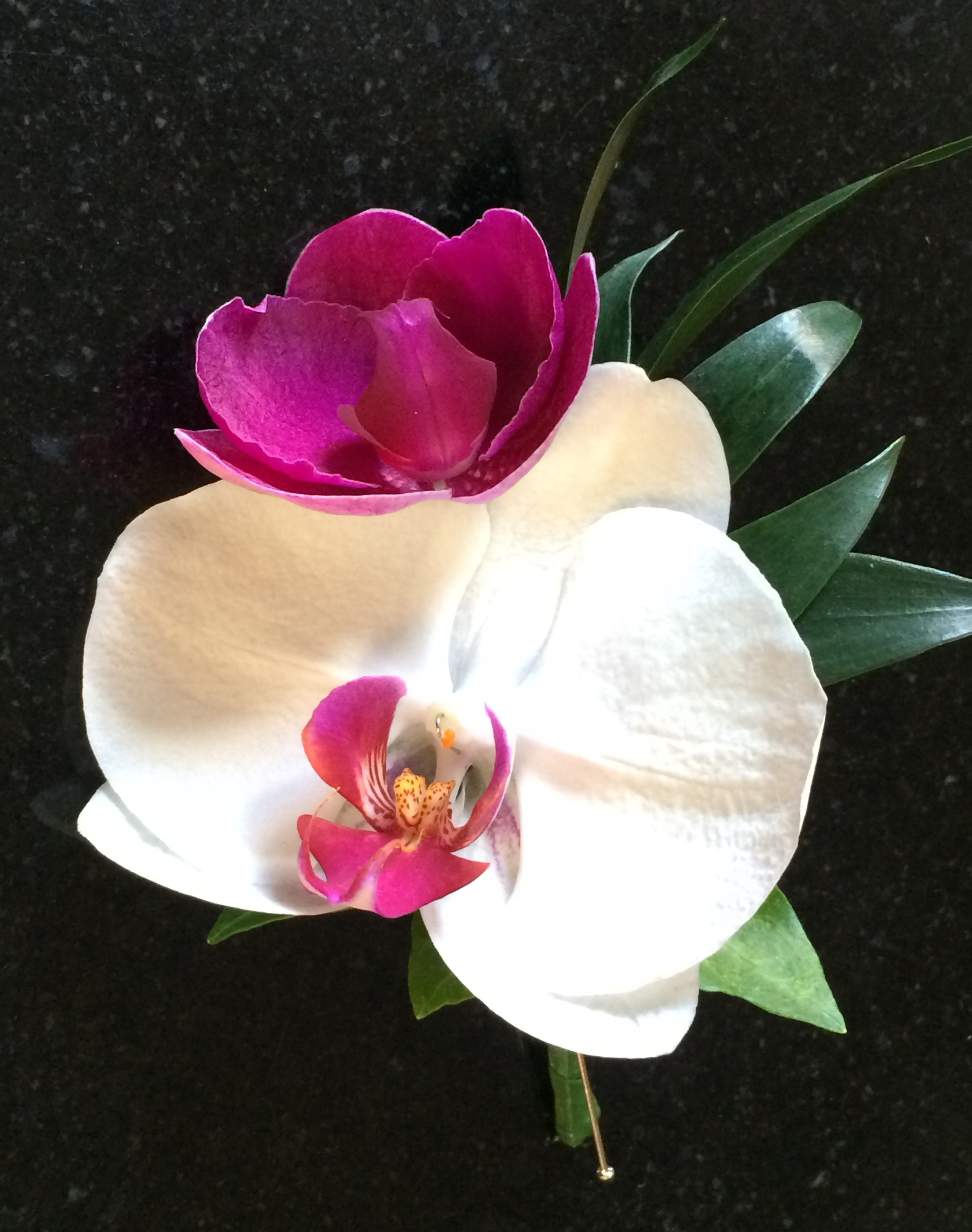 orchids array of colours double buttonhole
