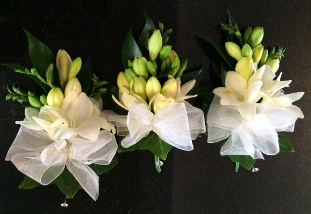scented freesia ladies corsage bridal party flowers