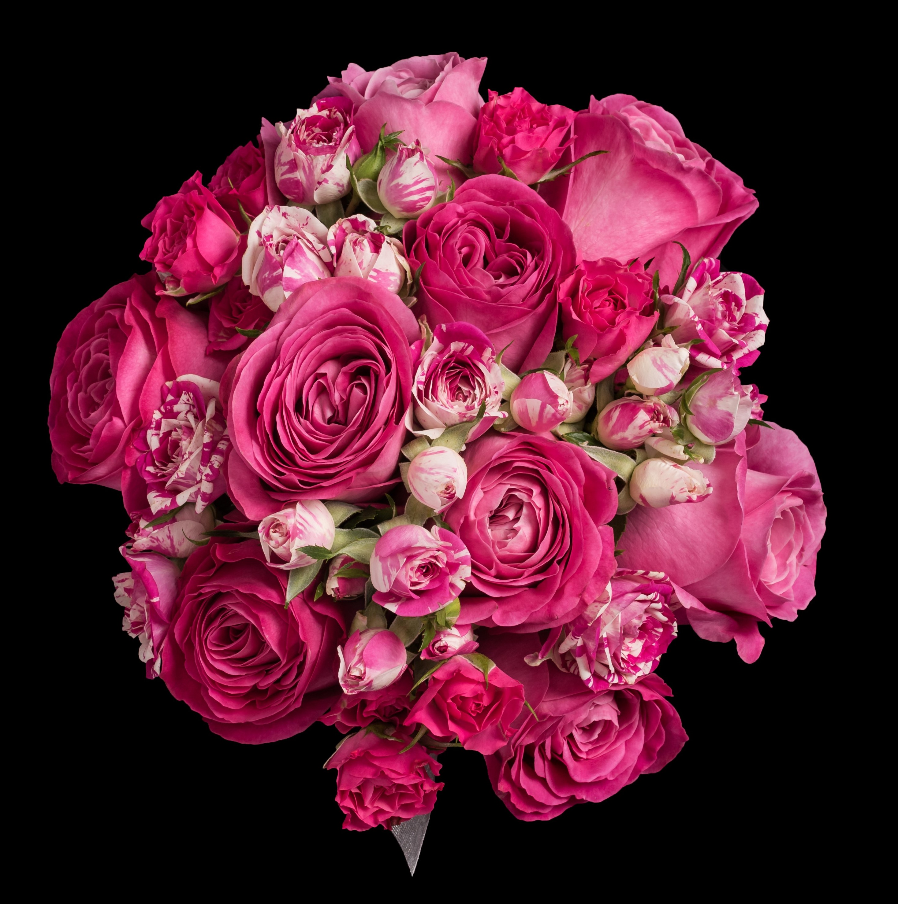 wedding flowers for bride in a hand tied style just hot pink roses