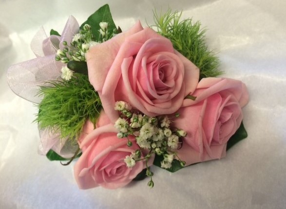 baby pink corsage pink bow