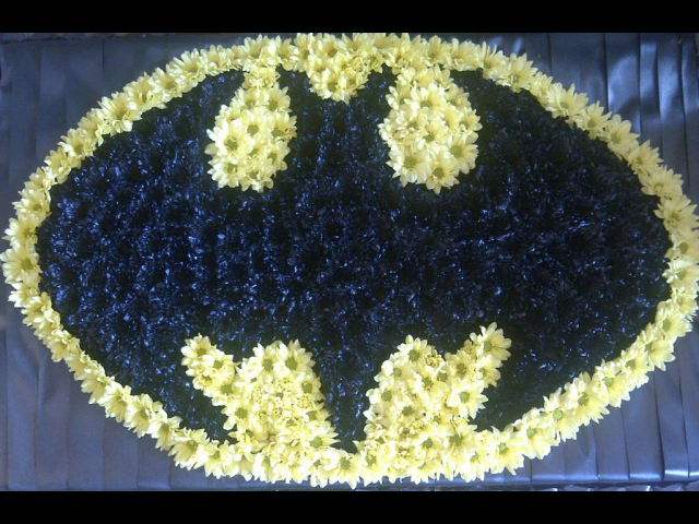 batman funeral flowers bespoke design