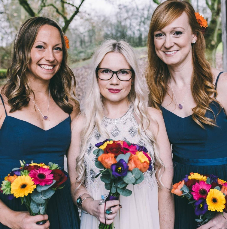 Bridal & bridesmaids bouquets bright coloured flowers
