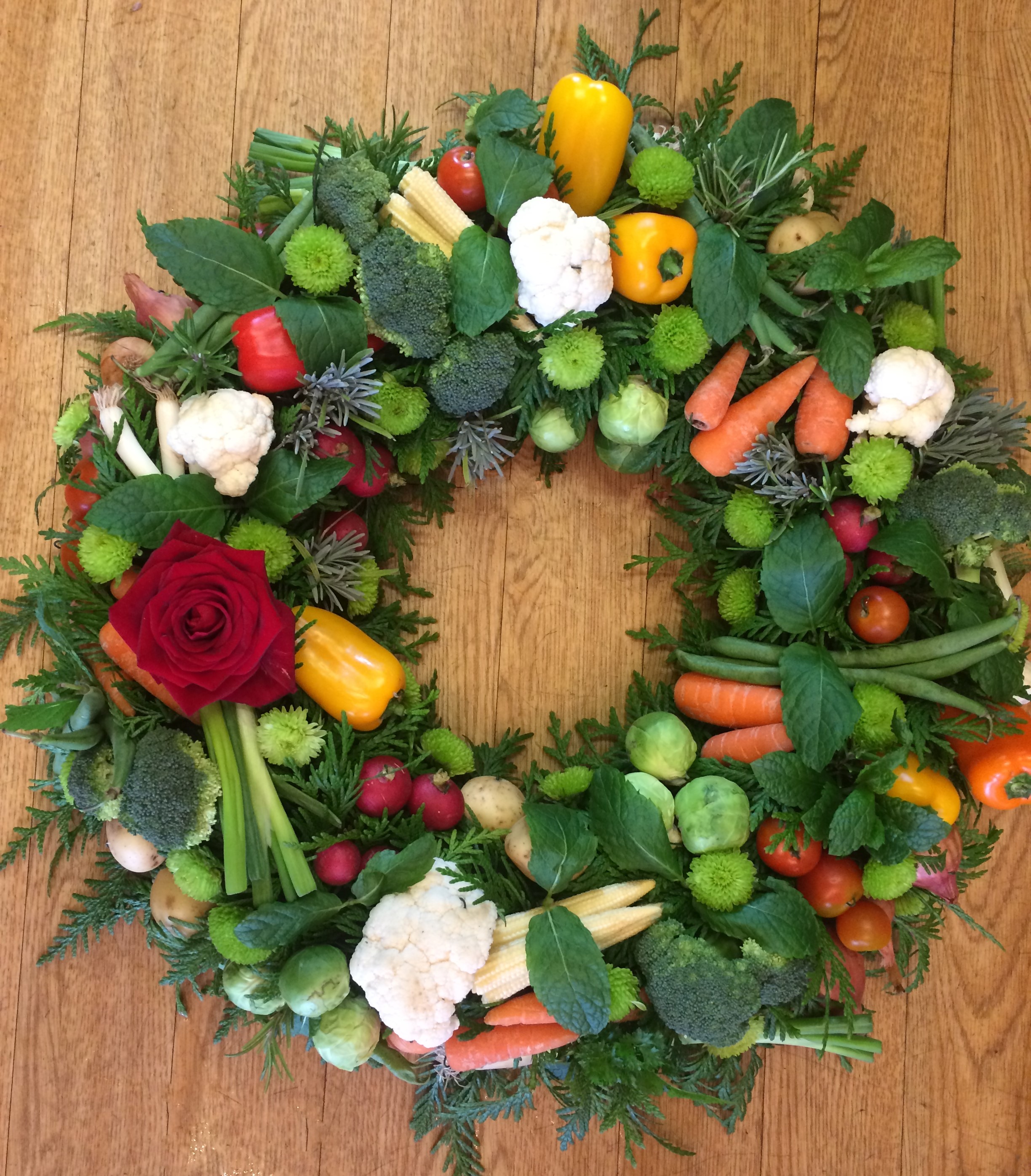 vegetable garden wreath funeral tribute