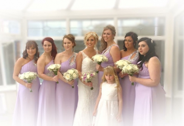 bridal & bridesmaids bouquets in ivory & lilacs