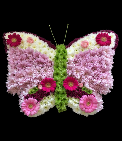 Butterfly funeral tribute from flair with flowers