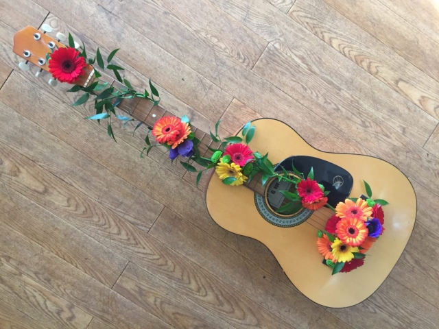 Personal Guitar as a Bespoke Funeral Tribute  FLORIST IN STUDLEY REDDITCH ALCESTER FUNERAL FLOWERS
