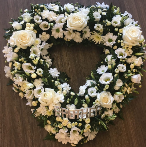 Ivory & cream open heart funeral tribute