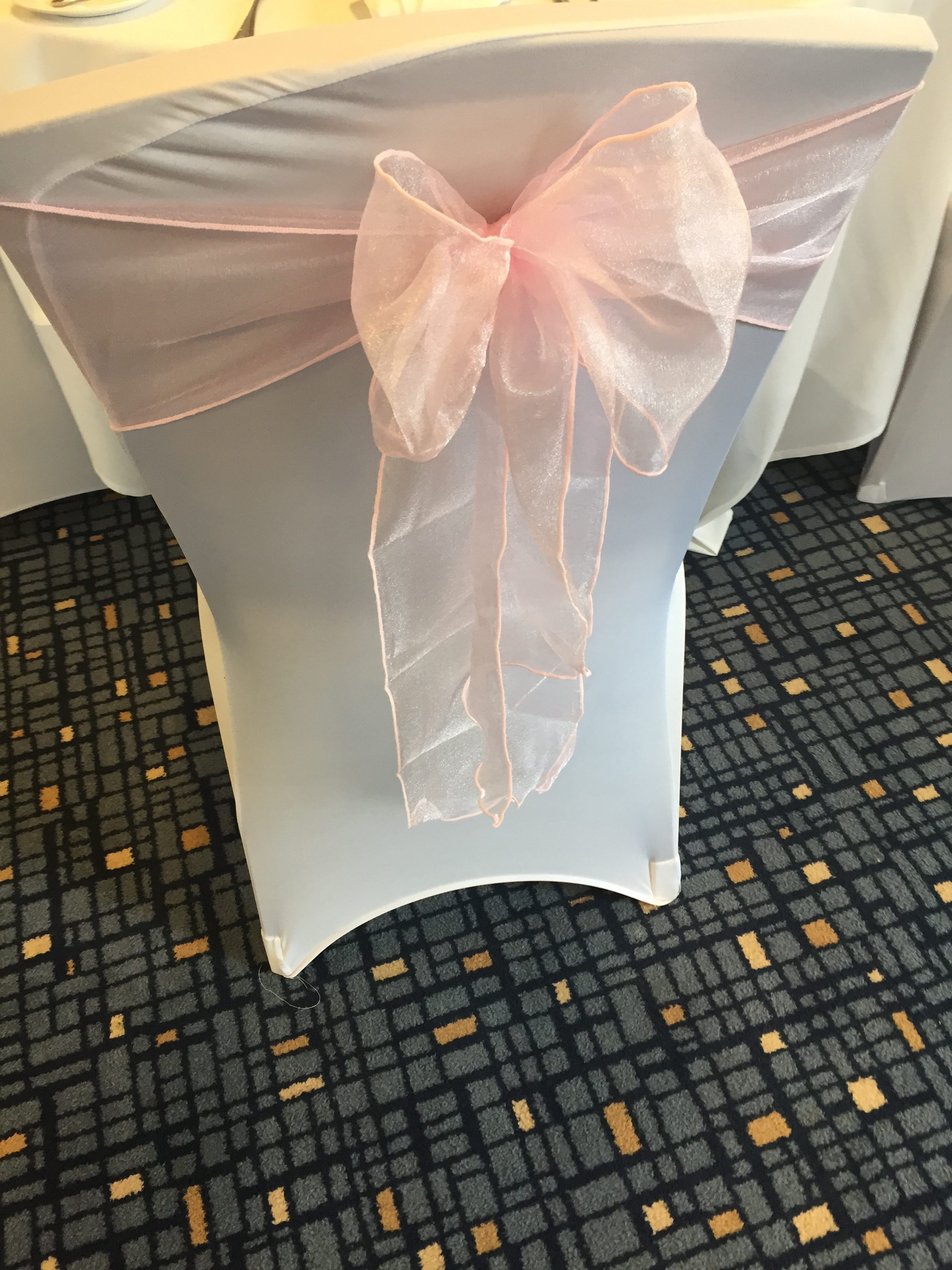 Blush pink sash with chair cover