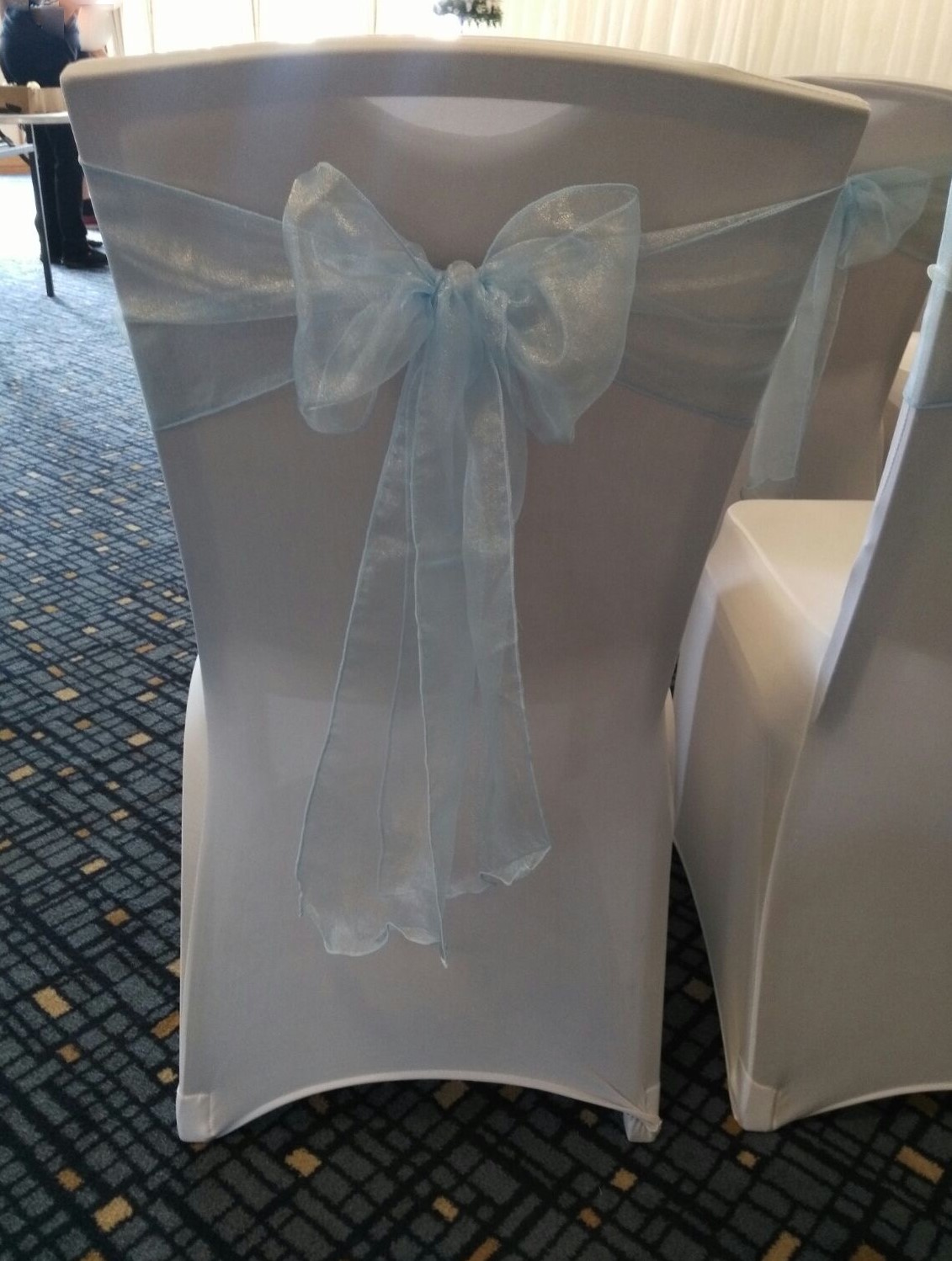 ice blue sash with bow