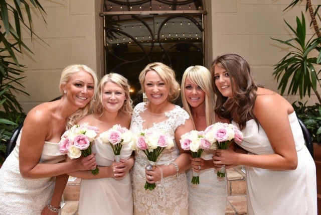 Ivory & pastel pink bridal & bridesmaids bouquets Ettiington Park