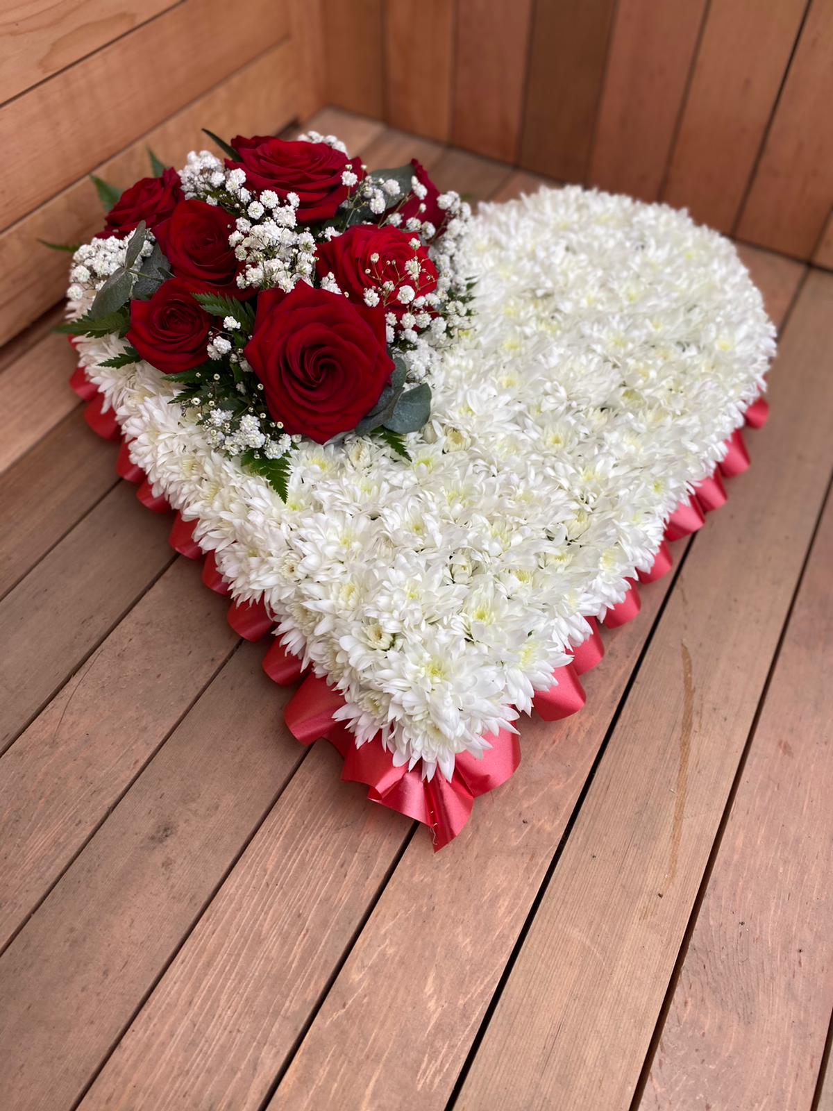 red rose heart funeral tribute