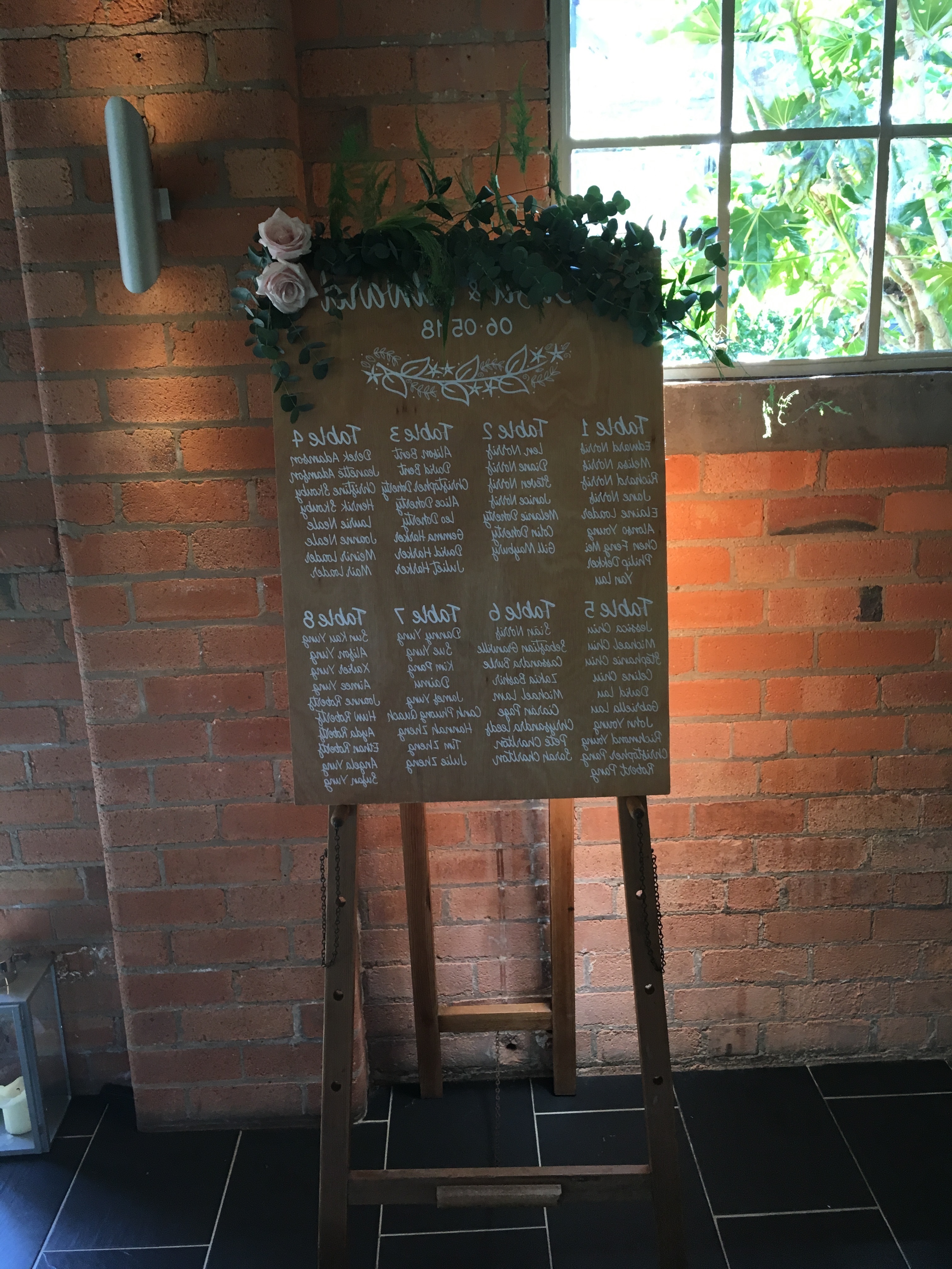 Table plan with flowers