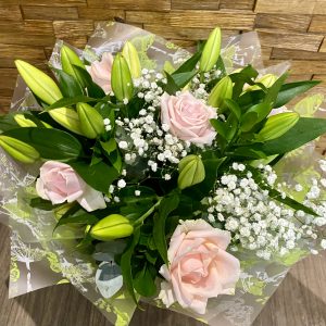 pretty in pink bouquet hand tied