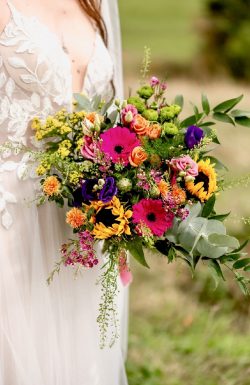 Bright colours wedding bouquet